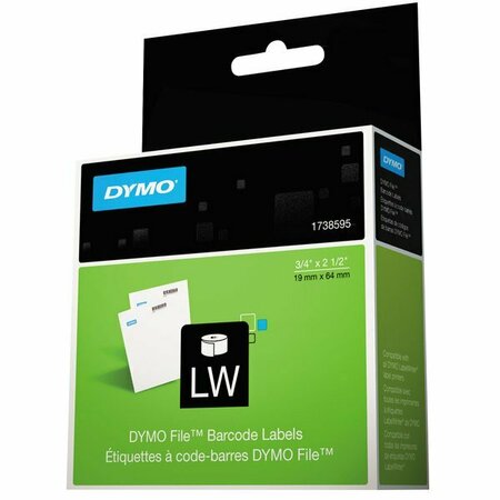 DYMO 1738595 LabelWriter 3/4'' x 2 1/2'' White Bar Code Permanent Self-Adhesive Label Roll, 450PK 328DYM173859